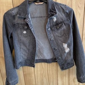 Black/Grey Semi-Cropped Jean Jacket